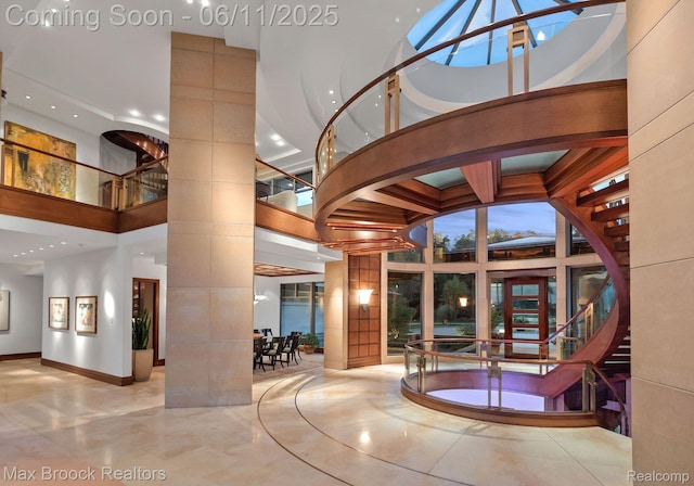 4790 Dow Ridge Rd, Orchard Lake, MI 48324 - building lobby featuring a high ceiling and recessed lighting