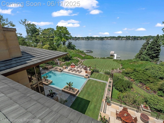 4790 Dow Ridge Rd, Orchard Lake, MI 48324 - swimming pool with a patio and a water view