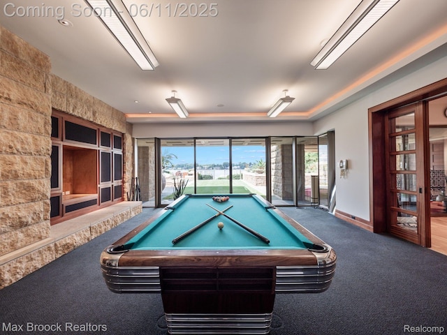 4790 Dow Ridge Rd, Orchard Lake, MI 48324 - game room with carpet, billiards, and baseboards
