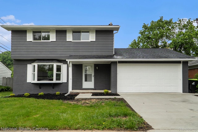 2515 Crofthill Dr, Auburn Hills, MI 48326 - traditional-style home featuring an attached garage, driveway, brick siding, and a front lawn