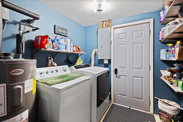 311 Marion St, Clinton, MI 49236 - laundry room with electric water heater, electric panel, and washing machine and clothes dryer
