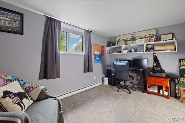 311 Marion St, Clinton, MI 49236 - office area featuring carpet floors and baseboard heating