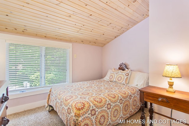 2338 Crescent Walk, Macatawa, MI 49434 - carpeted bedroom featuring wood ceiling, baseboards, and lofted ceiling