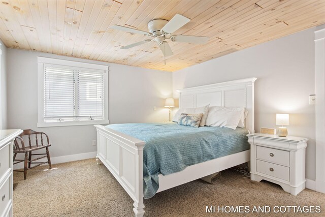 2338 Crescent Walk, Macatawa, MI 49434 - bedroom with wooden ceiling, light colored carpet, baseboards, and a ceiling fan