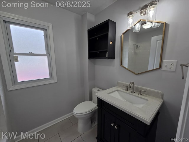 23328 Harding Ave, Hazel Park, MI 48030 - bathroom with vanity, toilet, tile patterned flooring, a shower, and baseboards