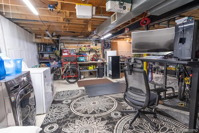 23400 Reynolds Ave, Hazel Park, MI 48030 - below grade area with a workshop area and independent washer and dryer