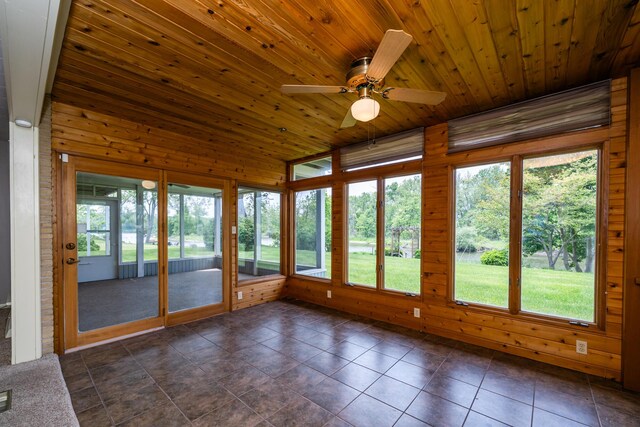 2310 Riverbend Dr, Benton Harbor, MI 49022 - unfurnished sunroom featuring ceiling fan