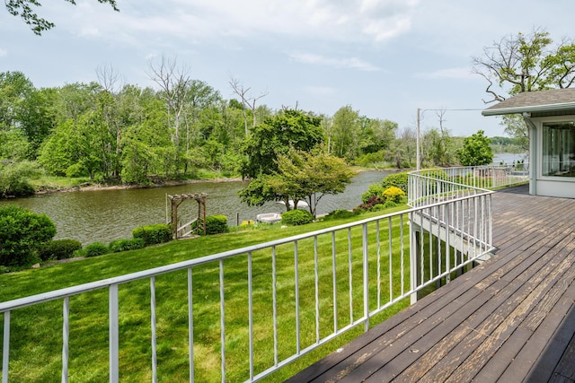 2310 Riverbend Dr, Benton Harbor, MI 49022 - deck featuring a water view and a lawn