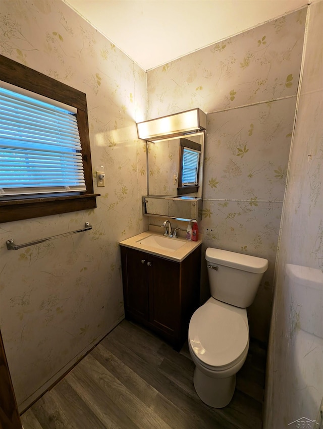 208 State St, Bay City, MI 48706 - half bath with wood finished floors, vanity, and toilet