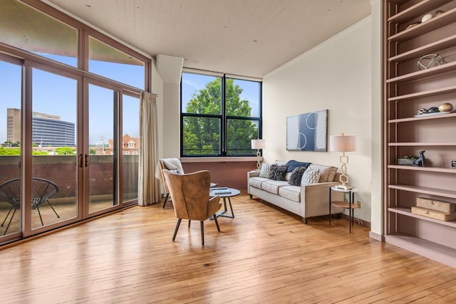 109 W Washington Ave Unit 16, Jackson, MI 49201 - living room with light wood-style floors, built in features, and french doors