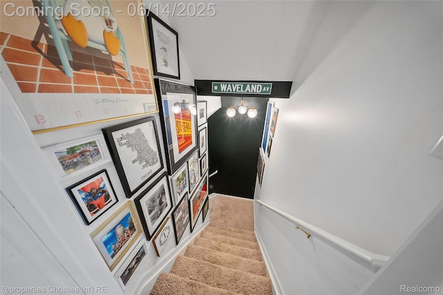 9840 Oak Valley Dr, Clarkston, MI 48348 - staircase featuring carpet