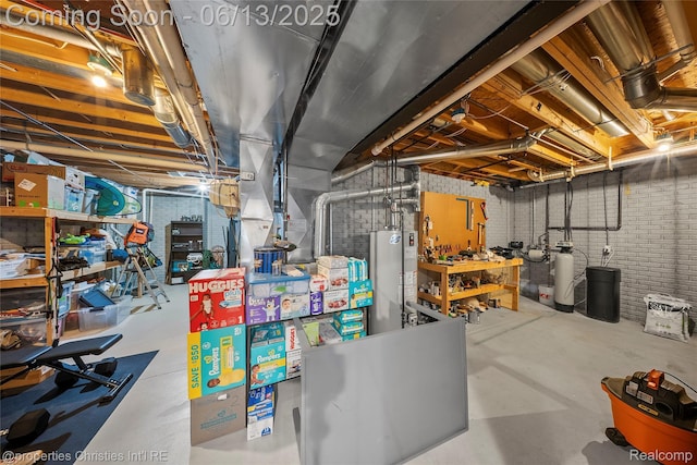 9840 Oak Valley Dr, Clarkston, MI 48348 - unfinished below grade area with gas water heater and a water softener