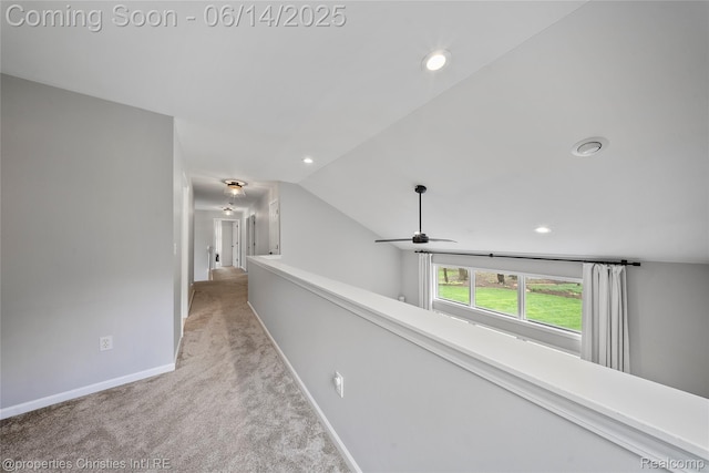 9840 Oak Valley Dr, Clarkston, MI 48348 - hallway featuring carpet flooring, recessed lighting, baseboards, and vaulted ceiling