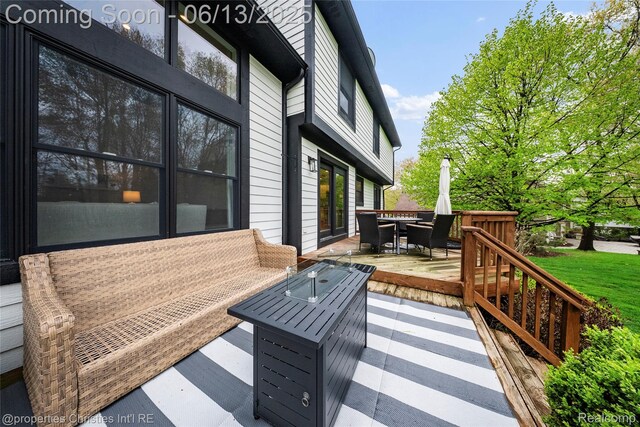 9840 Oak Valley Dr, Clarkston, MI 48348 - deck featuring a patio area and outdoor dining area