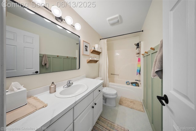 9840 Oak Valley Dr, Clarkston, MI 48348 - full bath with vanity, toilet, shower / bath combo, and tile patterned flooring