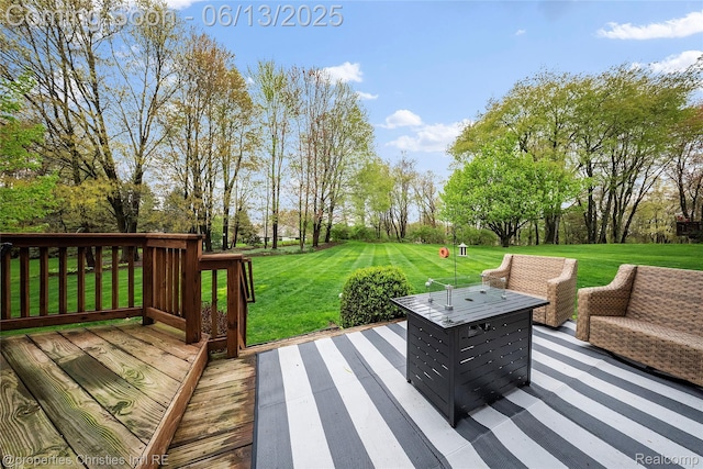 9840 Oak Valley Dr, Clarkston, MI 48348 - deck featuring a lawn and view of scattered trees