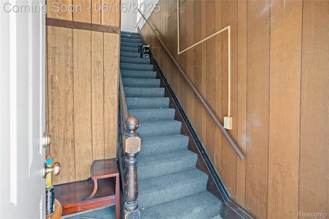 1012 8th St, Port Huron, MI 48060 - stairway featuring wood walls
