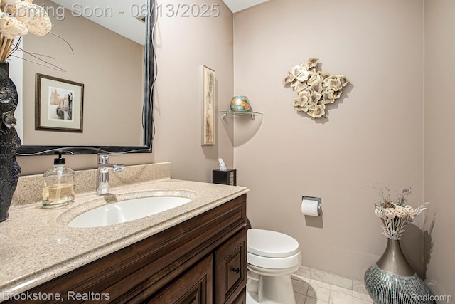 4057 Cypress Dr, Troy, MI 48085 - half bathroom with vanity, toilet, tile patterned flooring, and baseboards