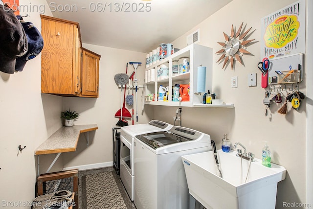 4057 Cypress Dr, Troy, MI 48085 - washroom with separate washer and dryer, cabinet space, and baseboards