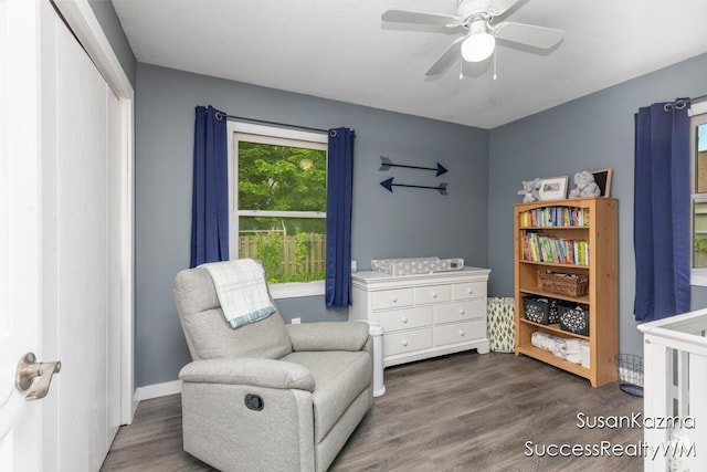 111 W 1st Ave, Plainwell, MI 49080 - sitting room featuring wood finished floors and ceiling fan