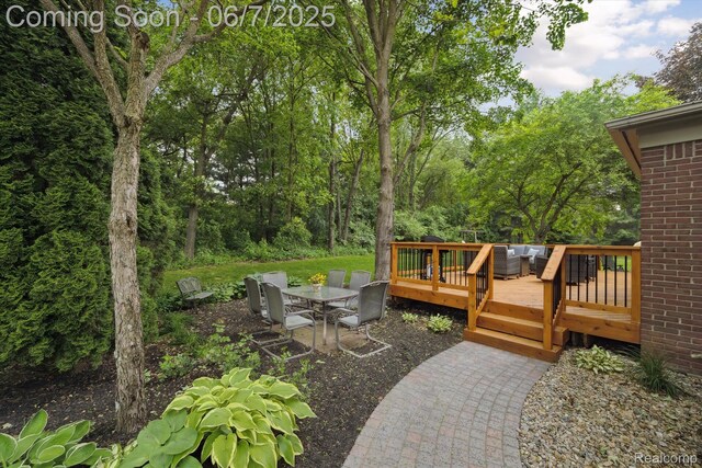 3753 Rolling Hills Rd, Lake Orion, MI 48359 - view of yard featuring outdoor dining area and a wooden deck