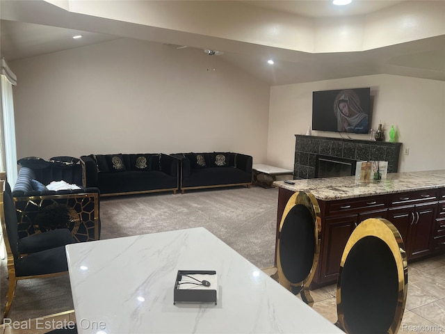 35715 Maureen Dr, Sterling Heights, MI 48310 - living room featuring light colored carpet and recessed lighting
