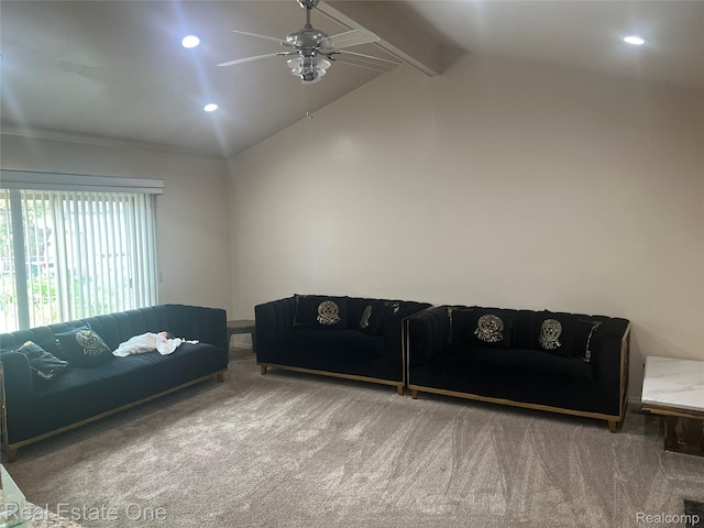 35715 Maureen Dr, Sterling Heights, MI 48310 - living area featuring carpet flooring, a ceiling fan, and recessed lighting