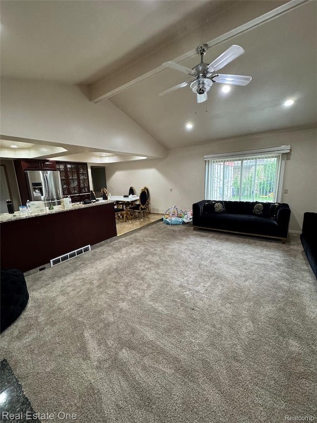 35715 Maureen Dr, Sterling Heights, MI 48310 - carpeted living area featuring ceiling fan and recessed lighting
