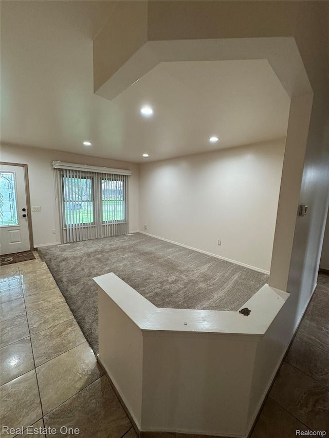 35715 Maureen Dr, Sterling Heights, MI 48310 - unfurnished living room featuring recessed lighting, carpet flooring, and baseboards