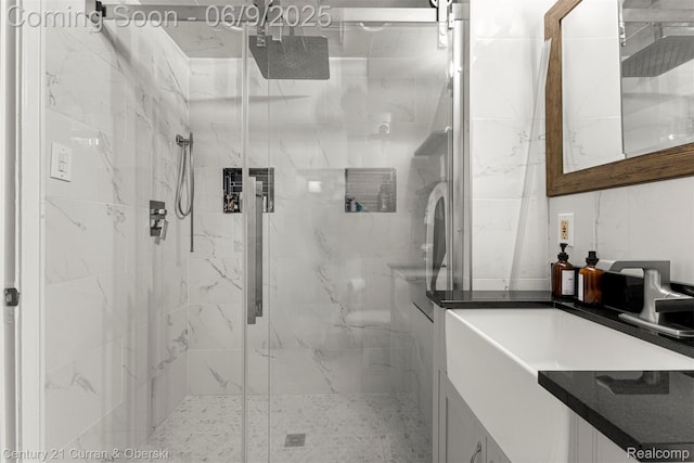 300 S Melborn St, Dearborn, MI 48124 - full bathroom with vanity and a marble finish shower
