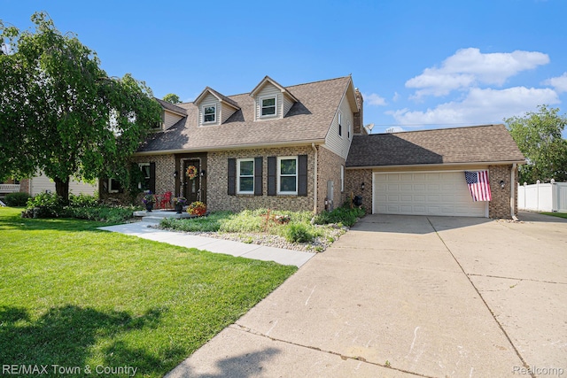 813 Birchwood Dr, Flushing, MI 48433 - cape cod house featuring brick siding, concrete driveway, a garage, and roof with shingles