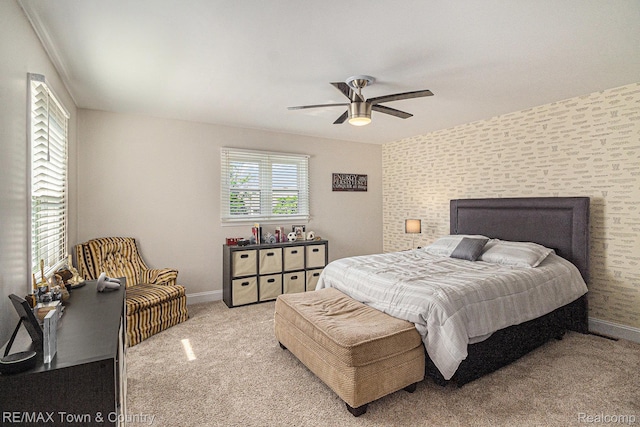 813 Birchwood Dr, Flushing, MI 48433 - bedroom with carpet flooring, baseboards, and ceiling fan