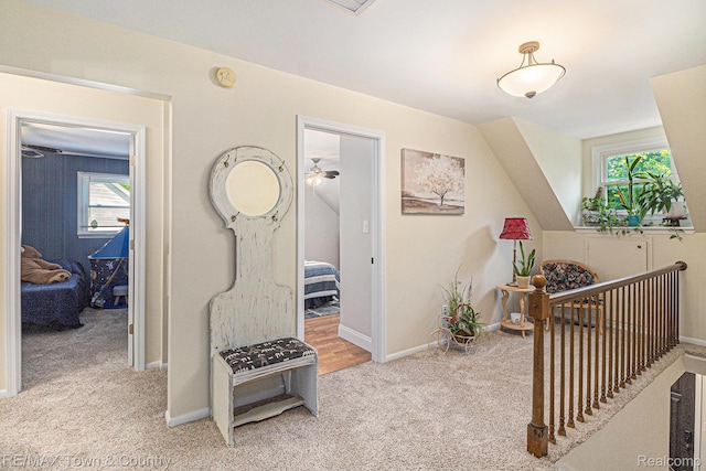 813 Birchwood Dr, Flushing, MI 48433 - corridor featuring carpet floors, baseboards, and an upstairs landing