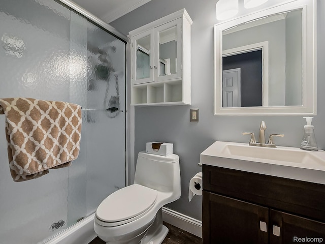 1725 Windingway Dr, Wixom, MI 48393 - full bath featuring vanity, a stall shower, toilet, and baseboards