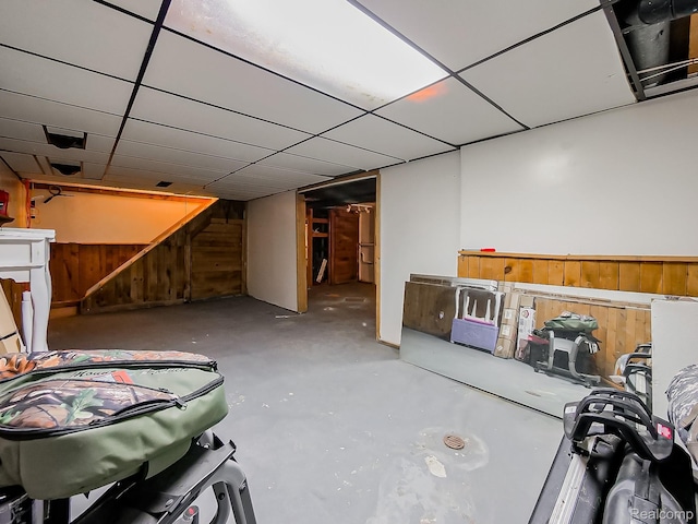 1725 Windingway Dr, Wixom, MI 48393 - finished below grade area with wood walls and a paneled ceiling