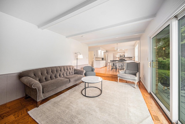 2402 Victoria Ave, Ann Arbor, MI 48104 - living area featuring beamed ceiling