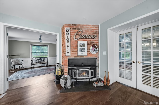 100 Overhill Rd, Bloomfield Hills, MI 48301 - living area with wood finished floors, french doors, and wainscoting