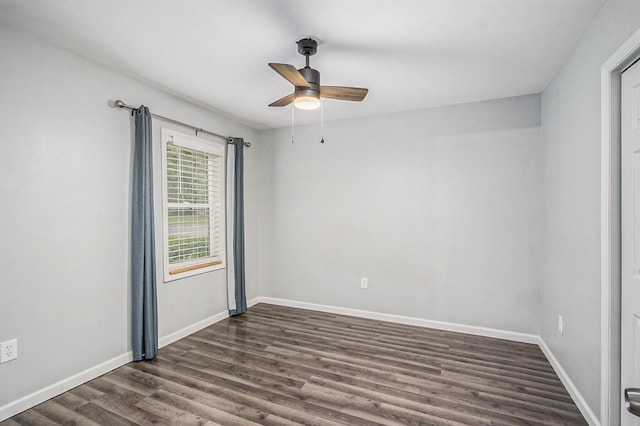 854 Upton Ave, Battle Creek, MI 49037 - empty room featuring dark wood-style floors, a ceiling fan, and baseboards