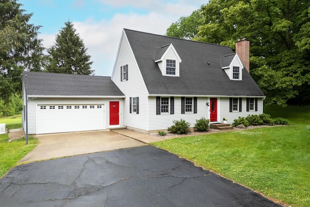 2961 E B Ave, Plainwell, MI 49080 - cape cod-style house with driveway, a chimney, a garage, and a front lawn