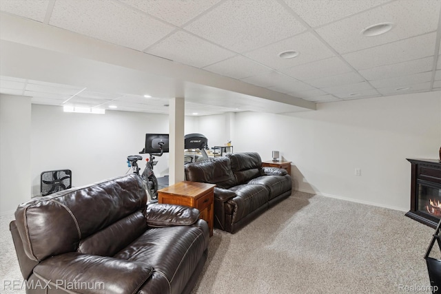 13471 Longtin St, Southgate, MI 48195 - carpeted living area with a paneled ceiling, baseboards, and recessed lighting
