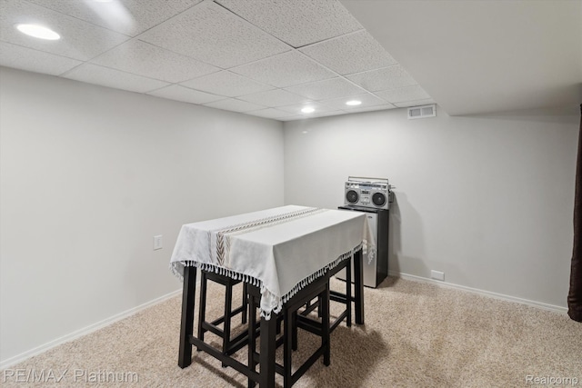 13471 Longtin St, Southgate, MI 48195 - carpeted dining room featuring recessed lighting, a paneled ceiling, and baseboards