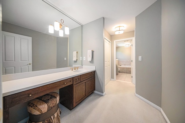 4251 Fleming Way, Plymouth, MI 48170 - bathroom featuring baseboards, vanity, and a tub to relax in