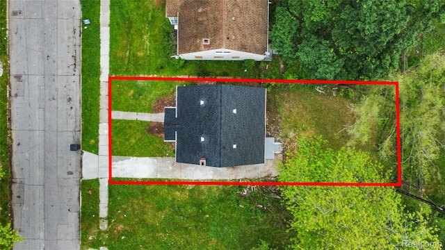 17594 Vaughan St, Detroit, MI 48219 - view from above of property with property parcel outlined