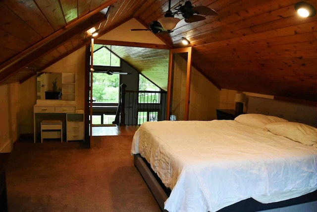 2735 Nestrom Rd, Muskegon, MI 49445 - bedroom with wood ceiling, lofted ceiling, and carpet flooring