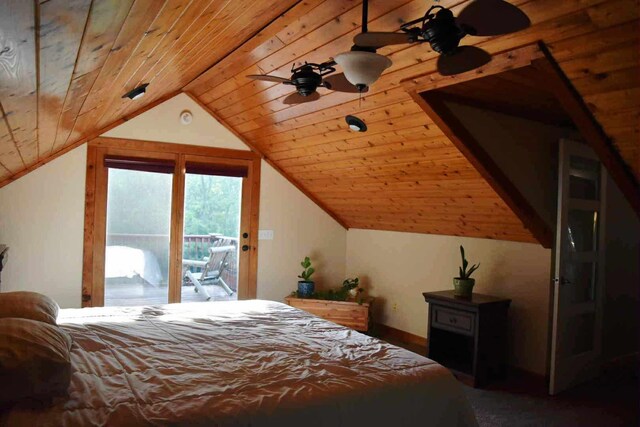 2735 Nestrom Rd, Muskegon, MI 49445 - bedroom with access to outside, wood ceiling, and lofted ceiling