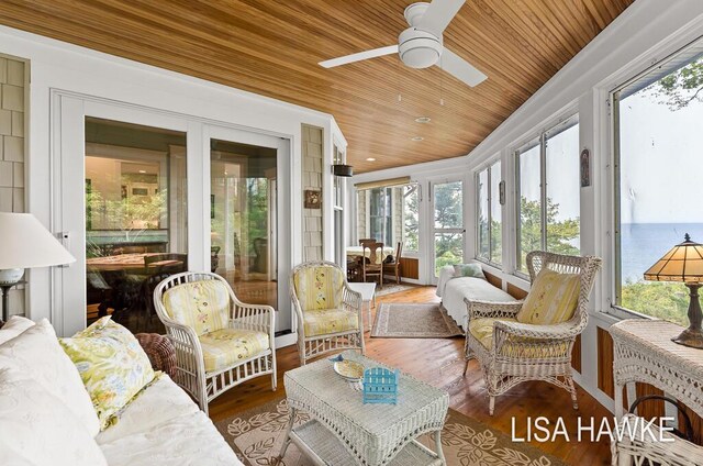 12857 Wilderness Trl, Grand Haven, MI 49417 - sunroom / solarium with wooden ceiling, plenty of natural light, and wood finished floors