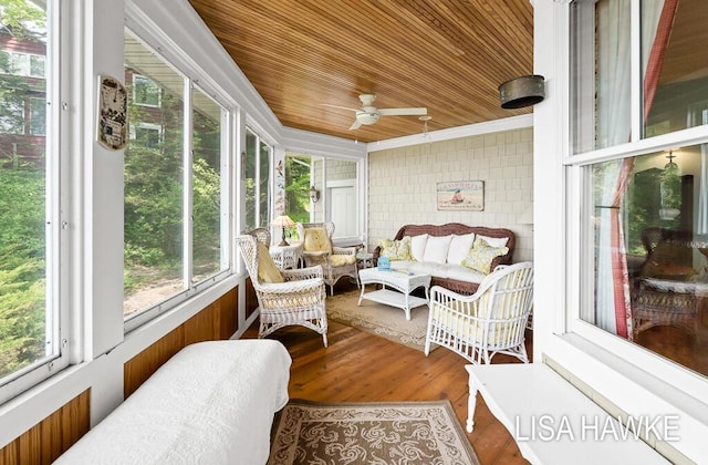 12857 Wilderness Trl, Grand Haven, MI 49417 - sunroom with outdoor lounge area and a ceiling fan
