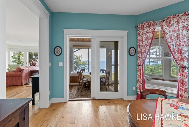 12857 Wilderness Trl, Grand Haven, MI 49417 - entryway featuring healthy amount of natural light, baseboards, and light wood-style floors