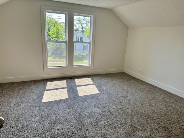1200 Pine St, Muskegon, MI 49442 - bonus room featuring lofted ceiling, baseboards, carpet, and a textured ceiling