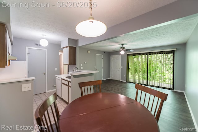 410 Spring Brooke Dr, Brighton, MI 48116 - dining room with a textured ceiling, ceiling fan, and light wood-style flooring